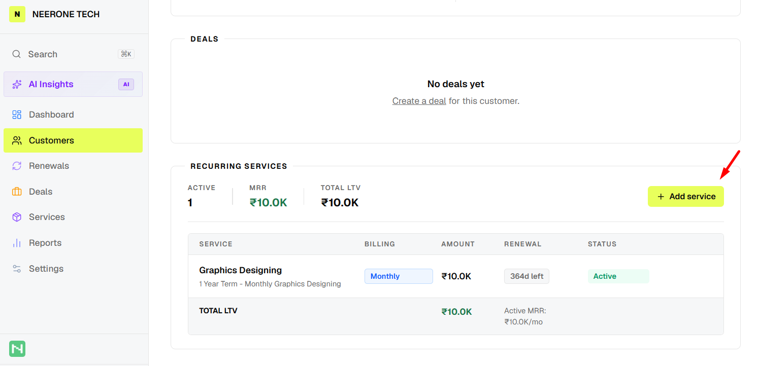 Recurring Services for customers